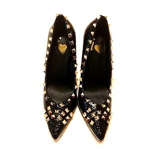 Blk gold studded heels